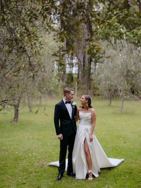 A “first look” before the ceremony for Blair and Tom.